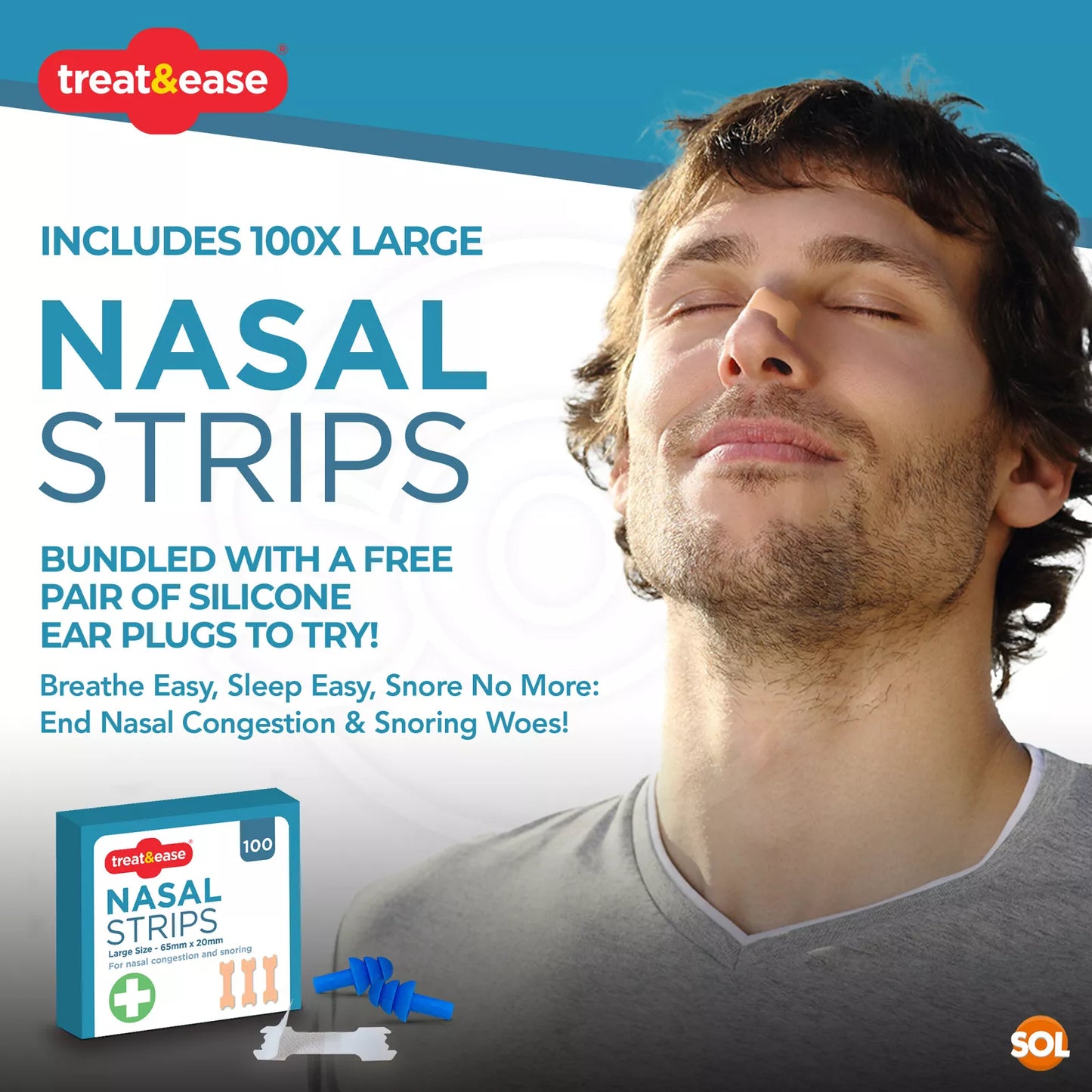SnoreEase™ Large Anti-Snoring Nasal Strips