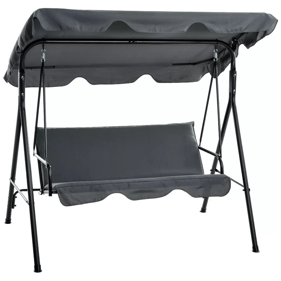 Spacious 3-Seater Garden Swing Chair with Adjustable Canopy