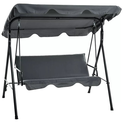 Spacious 3-Seater Garden Swing Chair with Adjustable Canopy
