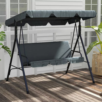 Spacious 3-Seater Garden Swing Chair with Adjustable Canopy