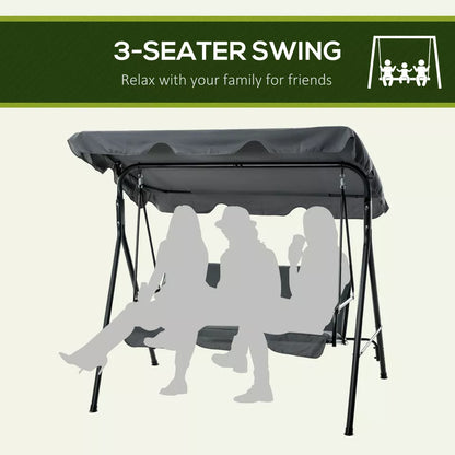 Spacious 3-Seater Garden Swing Chair with Adjustable Canopy