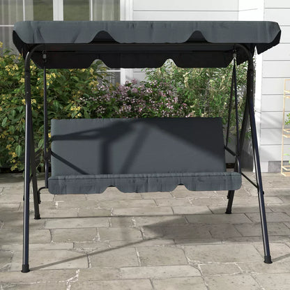 Spacious 3-Seater Garden Swing Chair with Adjustable Canopy