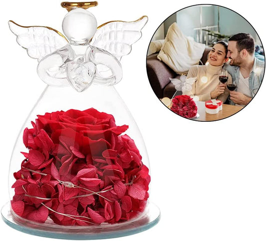 Angel Rose In Glass LED Light Valentine's Day Gift
