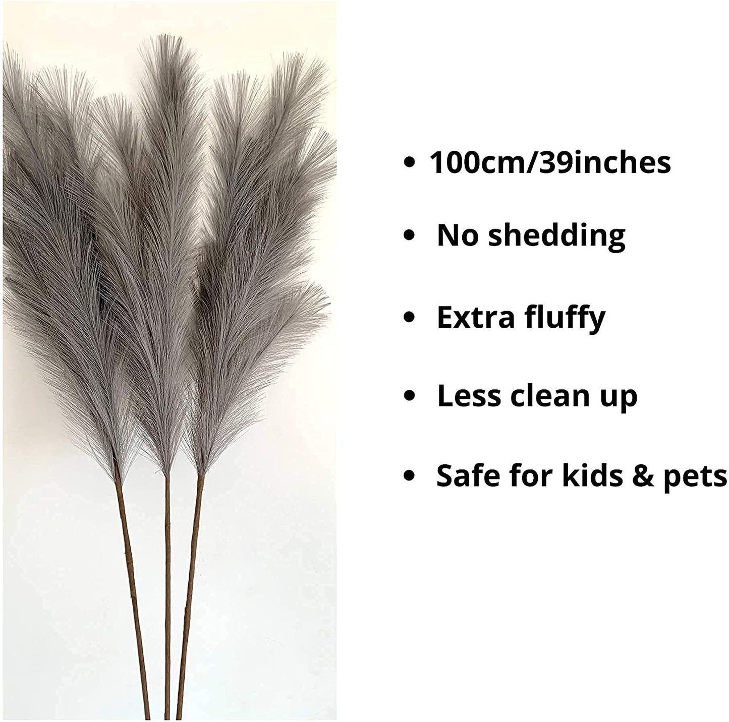 Large Pampas Grass Grey Extra Fluffy